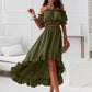 🔥[S-XL]💖Női Off Shoulder Crop Top & High-Low Hem szoknya szett🍀