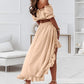 🔥[S-XL]💖Női Off Shoulder Crop Top & High-Low Hem szoknya szett🍀