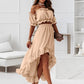 🔥[S-XL]💖Női Off Shoulder Crop Top & High-Low Hem szoknya szett🍀