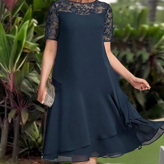 ⏰ UTOLSÓ NAPI PROMÓCIÓ - 50% KEDVEZMÉNY 💖 [S-3XL] 👗✨️ Női Réteges Háló A-vonalú Midi Ruha