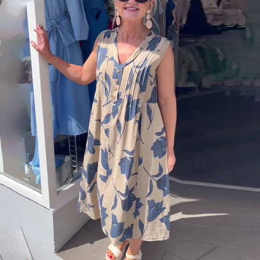 🌸[S-3XL]🌿Női ujjatlan nyomtatott Maxi ruha