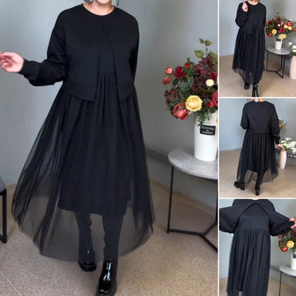 💃🖤👑[S-4XL]💎Női alkalmi hosszú ujjú hálós ruha🌹