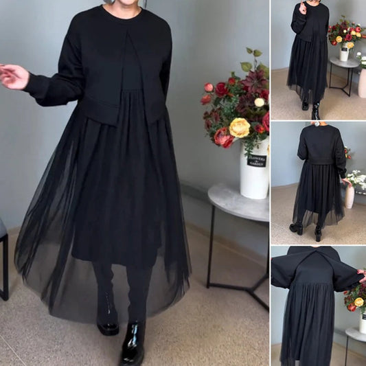 💃🖤👑[S-4XL]💎Női alkalmi hosszú ujjú hálós ruha🌹