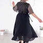 💃👑[S-4XL]💎Fekete kerek nyakú, derékban csípős ruha strasszkövekkel