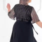 💃👑[S-4XL]💎Fekete kerek nyakú, derékban csípős ruha strasszkövekkel