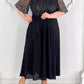 💃👑[S-4XL]💎Fekete kerek nyakú, derékban csípős ruha strasszkövekkel