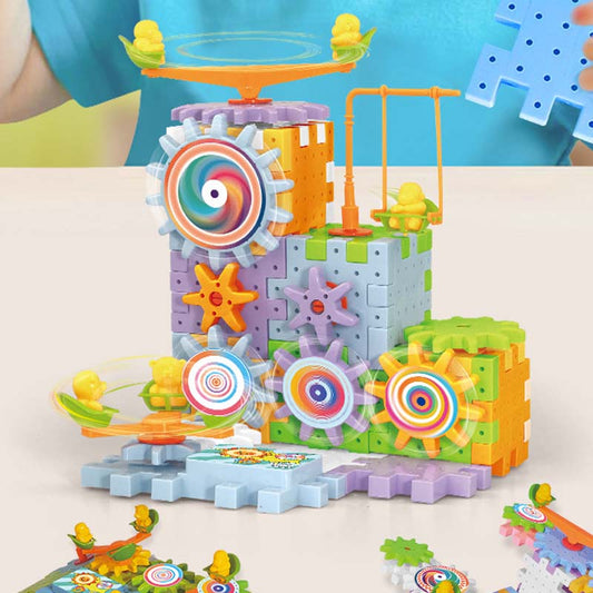 🧩⚡ Gyerekek DIY elektromos fogaskerék építőkocka készlet! Elektromos kézi kettős üzemmód, építs egy mozgatható vidámparkot