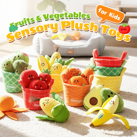 Gyümölcsök és zöldségek érzékszervi plüssjátékok gyerekeknek