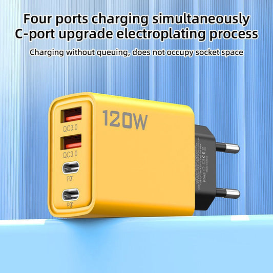 ⚡120 W-os gyors töltő 4 csatlakozóval