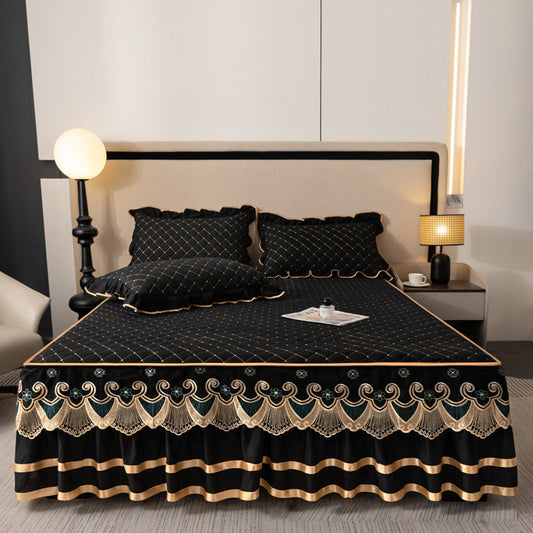 ✨ Rózsás Szegélyű Ágynemű Szoknya – Elegancia és Kényelem Egyben! 🛏️🌸