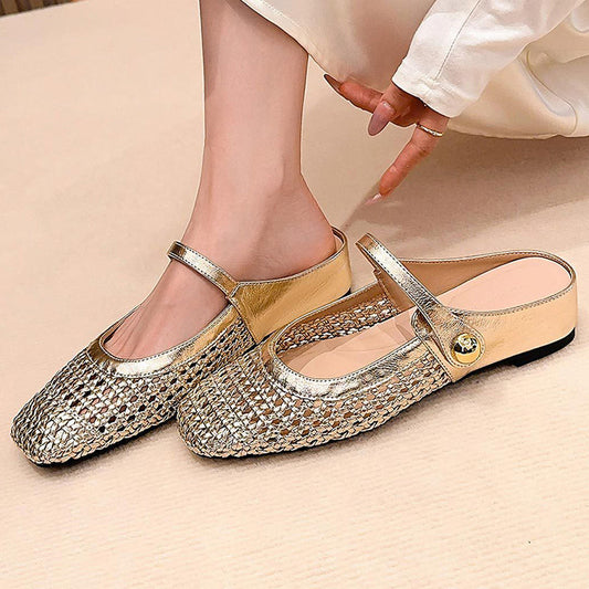 ✨👡 Női Mary Jane papucs – Szőtt, négyzetes orr, kényelmes, divatos🎀