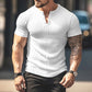 👕Férfi bordás Henley rövid ujjú póló