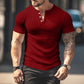 👕Férfi bordás Henley rövid ujjú póló