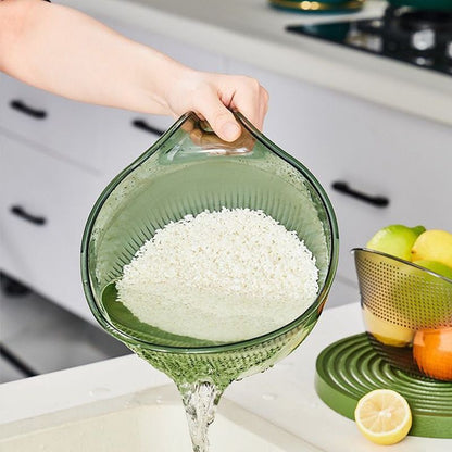 🍚50% KEDVEZMÉNY!🥣 Többcélú fogantyúval ellátott rizsmosó tál-szűrő