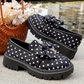 🎀Női pöttyös, masnis, vastag talpú loafer