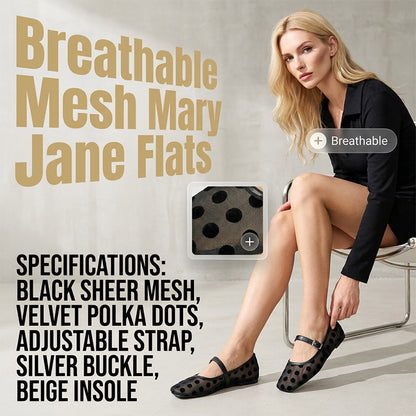 🩰 Pöttyös Mary Jane balerina – hálós felsőrésszel | Felcsúszós kivitel, kényelmes – Utánvéttel💪