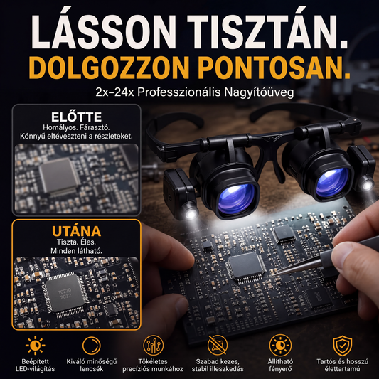 🔍 Precíziós LED-es nagyító – elektronikai javításhoz és kézművességhez, éles látómezővel ✨