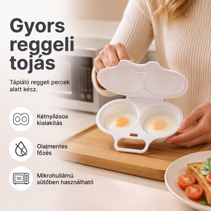 🥚✨Kétrekeszes mikrohullámú tojásfőző – Gyorsan készíthet tökéletes főtt tojást a mikróban👩‍🍳🍳