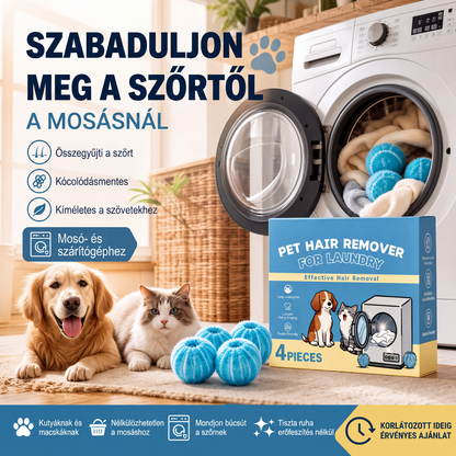 🐾 Állatszőr‑eltávolító mosógolyók – Hatékonyan összegyűjtik a szőrt és a szöszt mosás közben