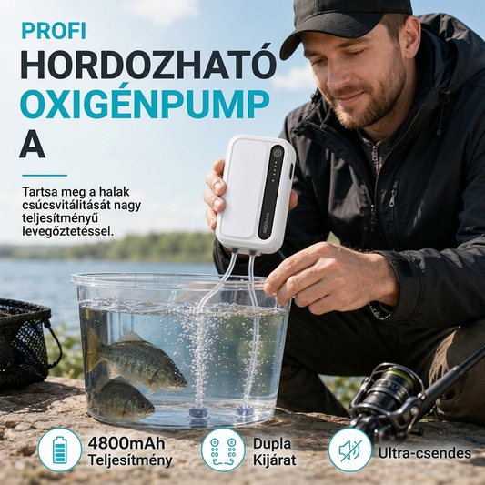 🔋 Újratölthető hordozható oxigénszivattyú – halk működés, hosszú üzemidő, akváriumhoz és halak szállításához ✨