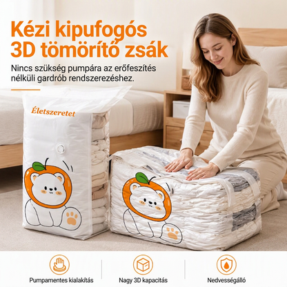 👕 3D kézi vákuum tárolózsák szivattyú nélkül – helytakarékos megoldás ruhák és takarók számára🧳