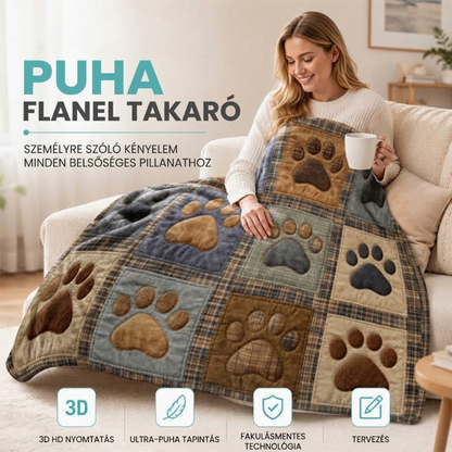 🐾Cuki mancsnyomatos puha flanel takaró – Extra puha, aranyos mancsminta háziállatoknak és otthonra ✨