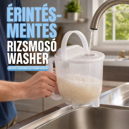 🥣Kéz nélküli rizsmosó szűrővel – Kényelmes rizsmosás, nem ázik el a keze a hideg vízben