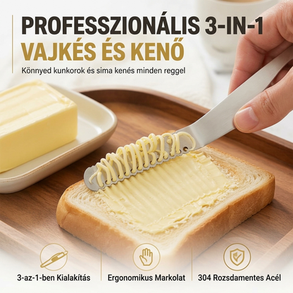 🔪3 az 1-ben professzionális 304 rozsdamentes acél vaj- és kenőkés – Többfunkciós konyhai eszköz🧇