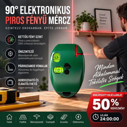 🔥90 fokos derékszögű infravörös lézeres szintező – Pontos szögjelölés otthoni barkácsoláshoz🛠️