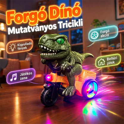 🦖 Elektromos dinoszaurusz háromkerekű játék kisgyerekeknek – Szórakoztató és könnyen kezelhető🛺