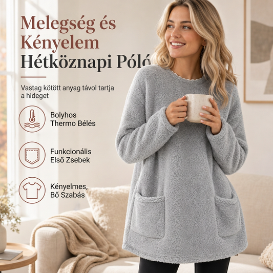 🧶 Női meleg kerek nyakú hosszú ujjú felső – Puha, kényelmes mindennapi viselet✨