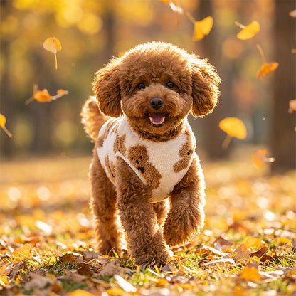 🐶 IDŐKORLÁTOS 50% KEDVEZMÉNY ✨ Plüssbéléses mackós mintás kutyamellény – Meleg és rugalmas kis kedvenceknek🧸
