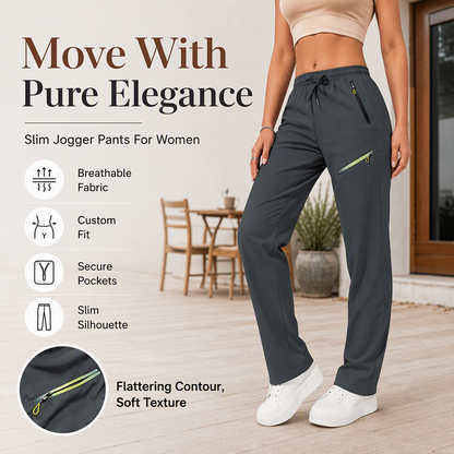 👖 Női egyenes szárú sportnadrág cipzárzsebekkel – Kényelmes szabás, biztonságos tárolás mindennapra✨