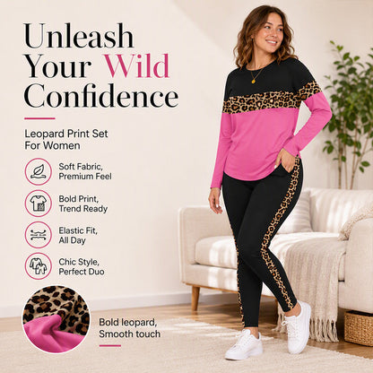 🐆 Női leopárdmintás kétrészes szett – Trendi, kényelmes, könnyed hétköznapi viselet✨