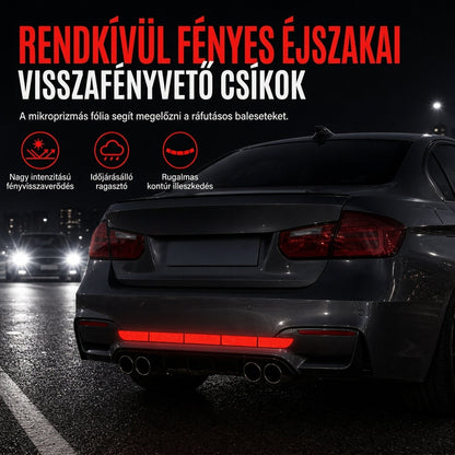 🌙 1+2 INGYEN! 🚗 Fényvisszaverő matricák a csomagtérajtóra és hátsó lökhárítóra – Jobban látható éjszaka, biztonságosabb vezetés✨