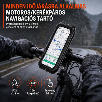🔥 KORLÁTOZOTT KEDVEZMÉNY! 🚴 Vízálló kerékpár és motoros telefontartó – 360 fokban forgatható, stabil tartás esős időben is✨
