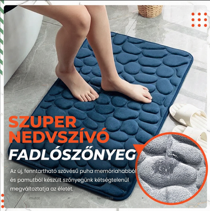 🛁🏠 Memóriahabos kavicsmintás bársony szőnyeg – Csúszásgátló puha lábtörlő fürdőbe, ajtóhoz és nappaliba✨
