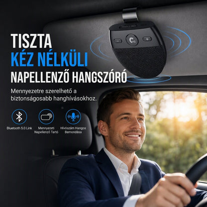 🚗 SP11 Autó napellenzőre szerelhető Bluetooth kihangosító – Rezgésérzékelős automatikus bekapcsolás, hívóazonosító hangjelzése és zenelejátszás A2DP-vel✨