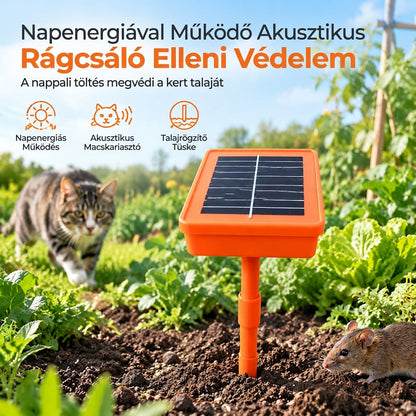 ☀️ Napenergiás rágcsálóriasztó macskanyávogó hanggal – Kültéren használható, elemcsere nélkül, távol tartja az egereket és patkányokat✨