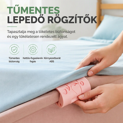 🥳2026 AKCIÓ! Több mint 50 000 eladás! 🛏️ Tűzés nélküli lepedőrögzítő szett – 6 vagy 10 db-os kiszerelés, biztonságos ABS anyag, nem szúr, stabilan tartja az ágyneműt✨