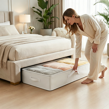 🛏️ Összecsukható ágyalatti tárolózsák cipzáras fedéllel – Helyet spórol, védi a ruhákat és ágyneműt a portól✨